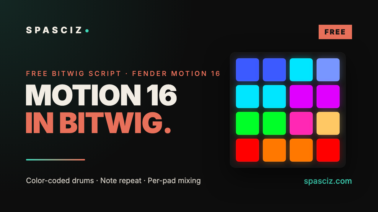 Motion 16 in Bitwig: free controller script cover